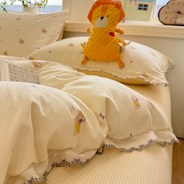 漫仙阁家纺 2026新款云感泡芙棉四件套 小河马