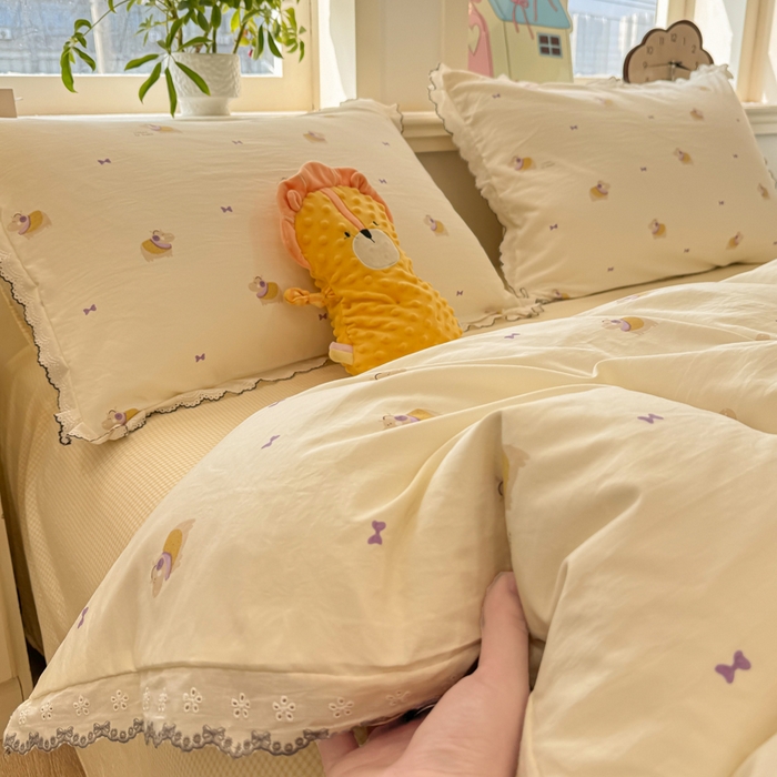 91家纺网 家纺一手货源 找家纺 漫仙阁家纺 2026新款云感泡芙棉四件套 小河马