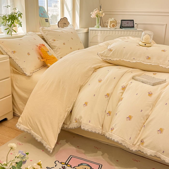 91家纺网 家纺一手货源 找家纺 漫仙阁家纺 2026新款云感泡芙棉四件套 小河马