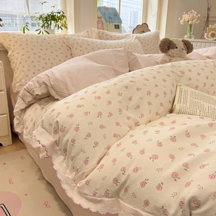 91家纺网 家纺一手货源 找家纺 漫仙阁家纺 2026新款云感泡芙棉四件套 小玫瑰