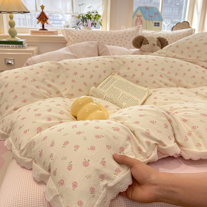 91家纺网 家纺一手货源 找家纺 漫仙阁家纺 2026新款云感泡芙棉四件套 小玫瑰
