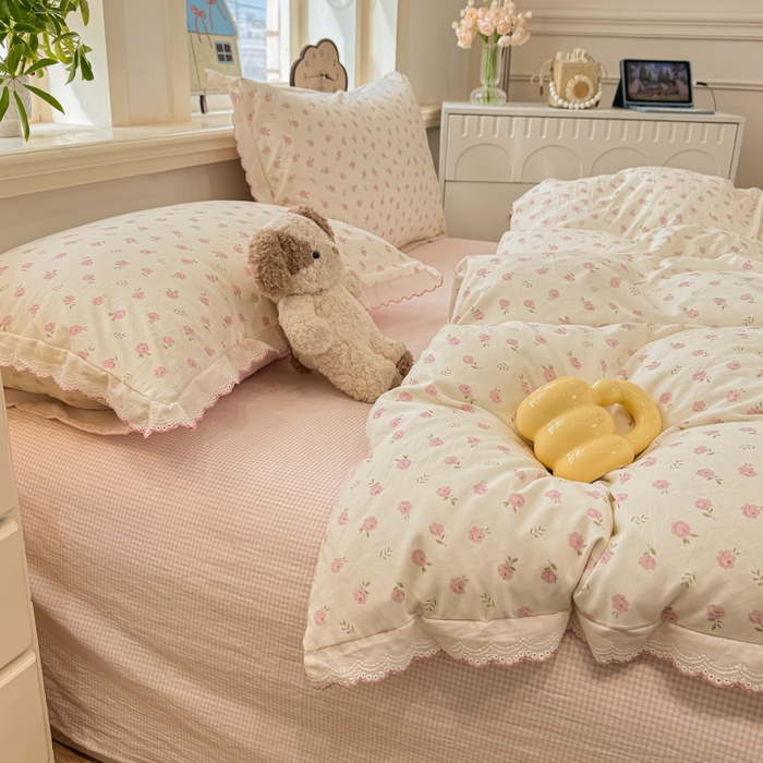 91家纺网 家纺一手货源 找家纺 漫仙阁家纺 2026新款云感泡芙棉四件套 小玫瑰