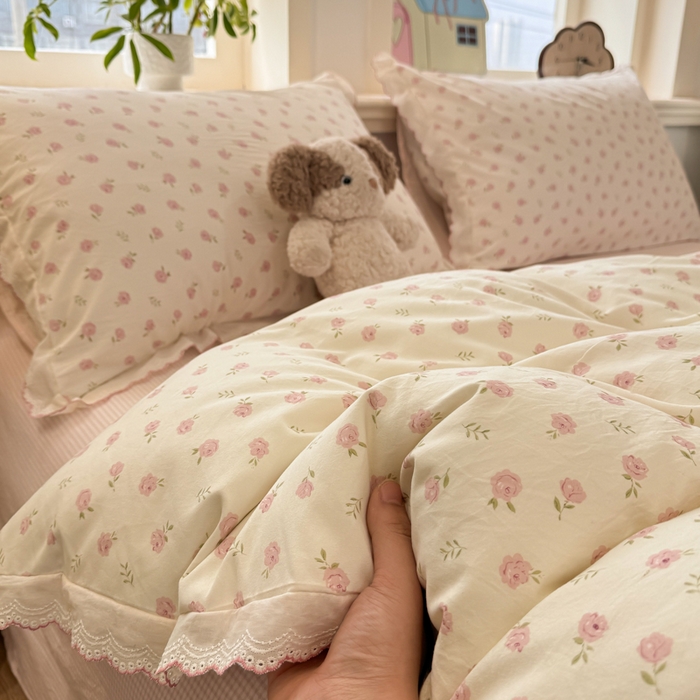 91家纺网 家纺一手货源 找家纺 漫仙阁家纺 2026新款云感泡芙棉四件套 小玫瑰