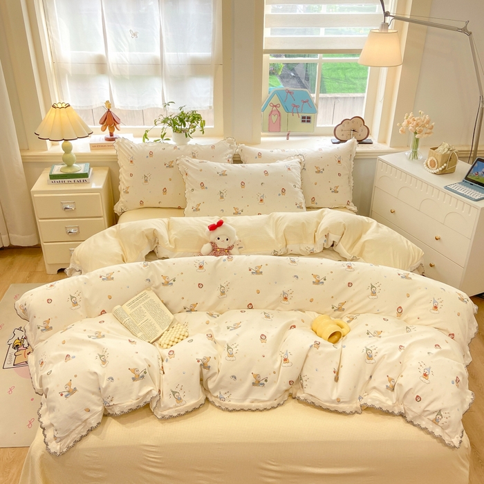 91家纺网 家纺一手货源 找家纺 漫仙阁家纺 2026新款云感泡芙棉四件套 小星星人