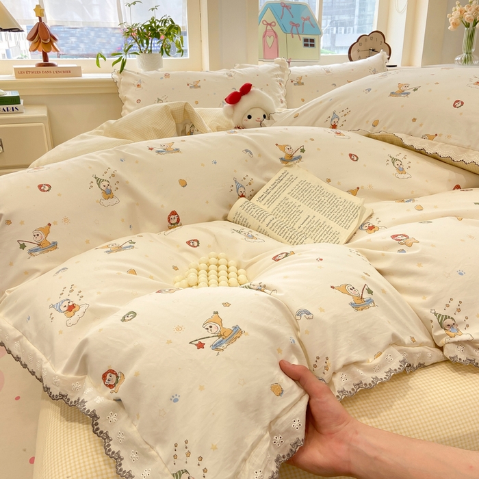 91家纺网 家纺一手货源 找家纺 漫仙阁家纺 2026新款云感泡芙棉四件套 小星星人