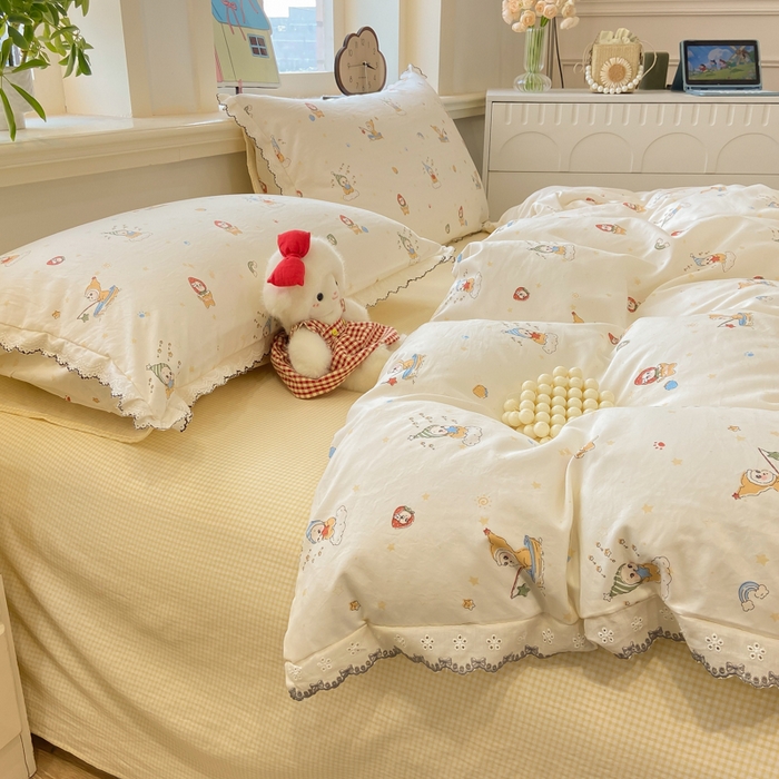 91家纺网 家纺一手货源 找家纺 漫仙阁家纺 2026新款云感泡芙棉四件套 小星星人