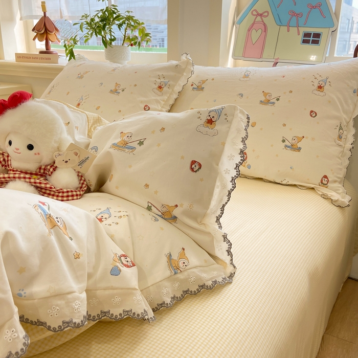 91家纺网 家纺一手货源 找家纺 漫仙阁家纺 2026新款云感泡芙棉四件套 小星星人