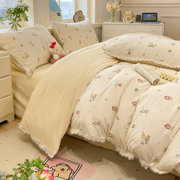 91家纺网 家纺一手货源 找家纺 漫仙阁家纺 2026新款云感泡芙棉四件套 小星星人