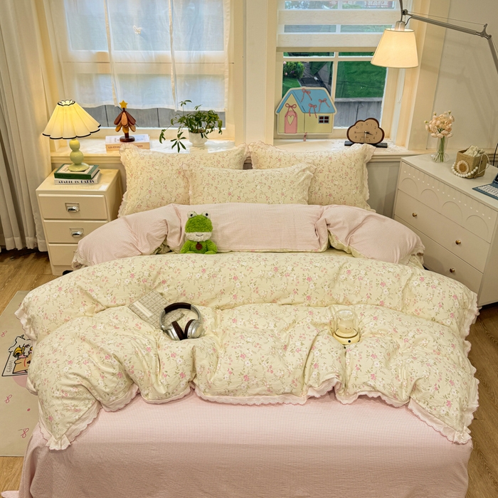 91家纺网 家纺一手货源 找家纺 漫仙阁家纺 2026新款云感泡芙棉四件套 叶朦胧