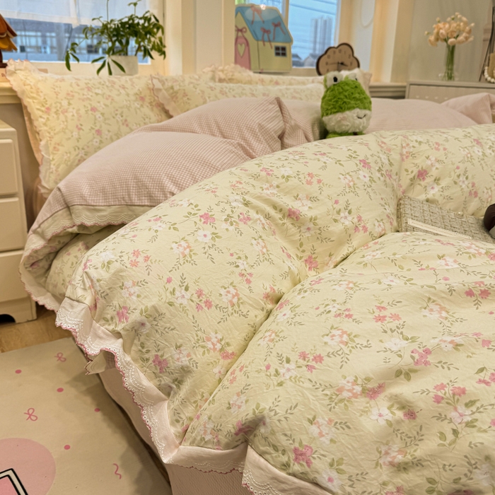 91家纺网 家纺一手货源 找家纺 漫仙阁家纺 2026新款云感泡芙棉四件套 叶朦胧