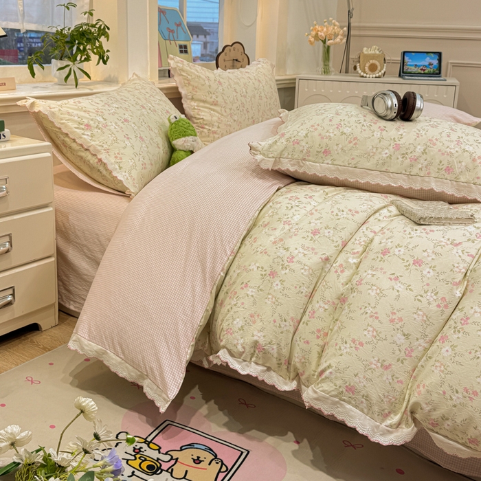 91家纺网 家纺一手货源 找家纺 漫仙阁家纺 2026新款云感泡芙棉四件套 叶朦胧