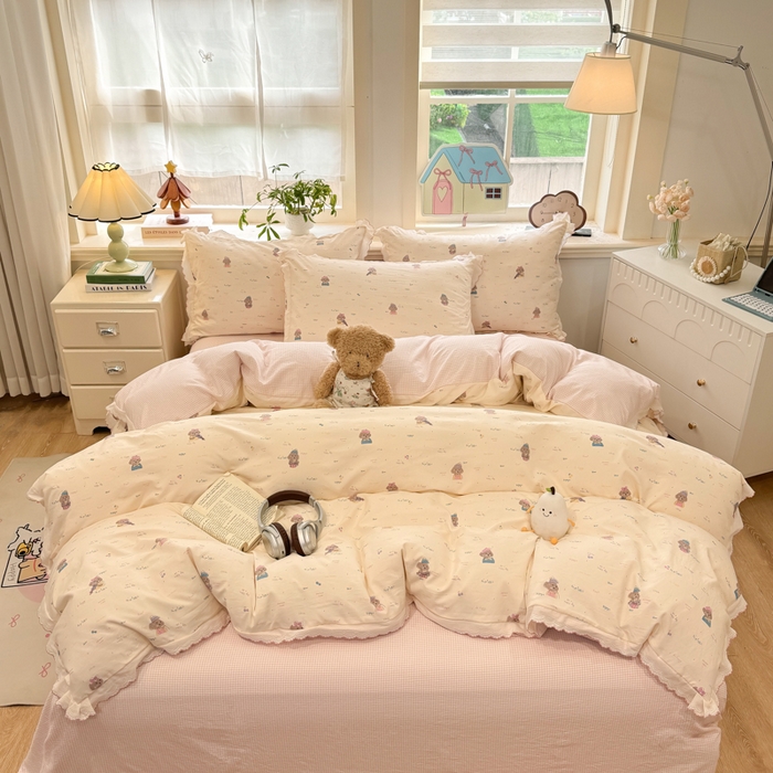 91家纺网 家纺一手货源 找家纺 漫仙阁家纺 2026新款云感泡芙棉四件套 音乐狗