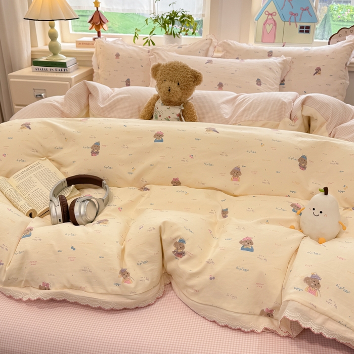 91家纺网 家纺一手货源 找家纺 漫仙阁家纺 2026新款云感泡芙棉四件套 音乐狗