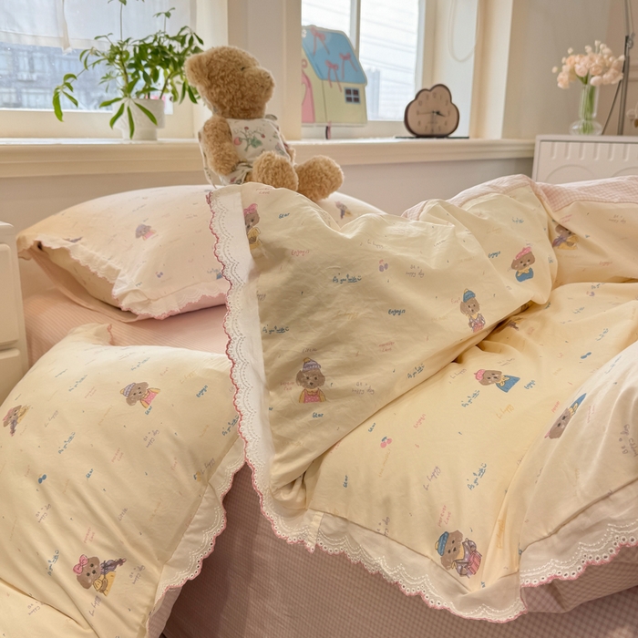 91家纺网 家纺一手货源 找家纺 漫仙阁家纺 2026新款云感泡芙棉四件套 音乐狗