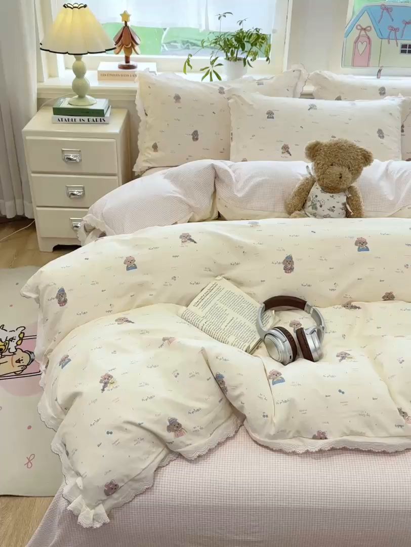 91家纺网 家纺一手货源 找家纺 漫仙阁家纺 2026新款云感泡芙棉四件套 音乐狗