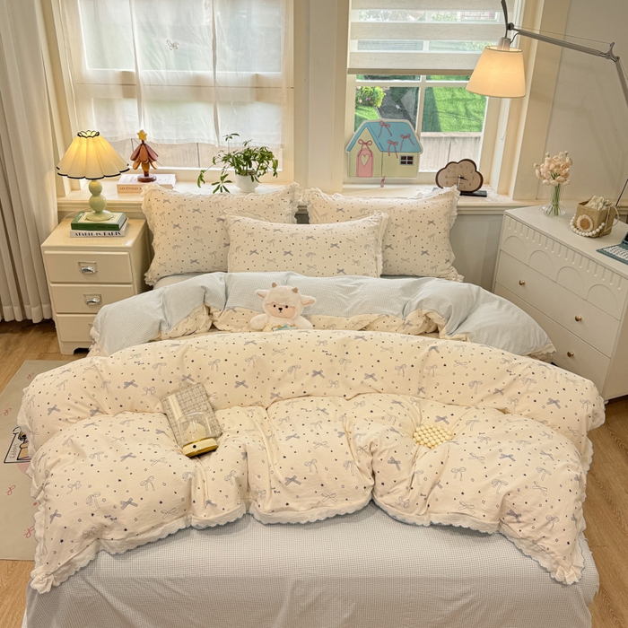 91家纺网 家纺一手货源 找家纺 漫仙阁家纺 2026新款云感泡芙棉四件套 雨沫