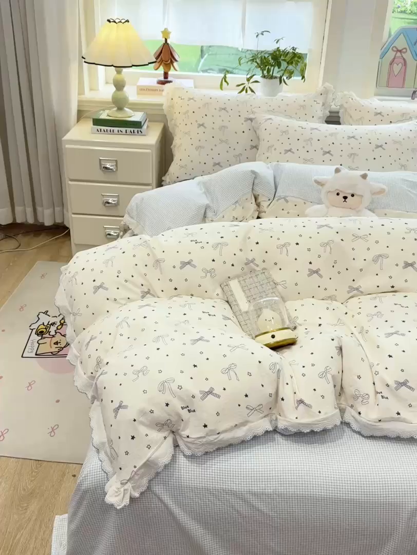 91家纺网 家纺一手货源 找家纺 漫仙阁家纺 2026新款云感泡芙棉四件套 雨沫