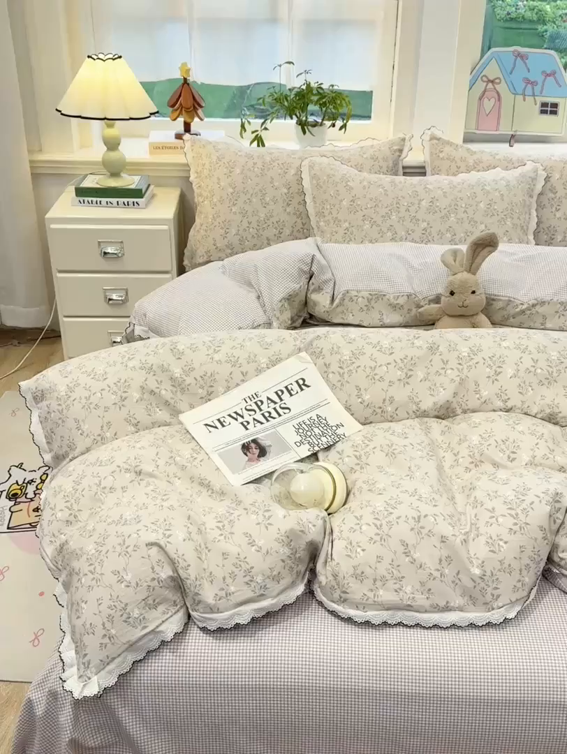 91家纺网 家纺一手货源 找家纺 漫仙阁家纺 2026新款云感泡芙棉四件套 悦枝