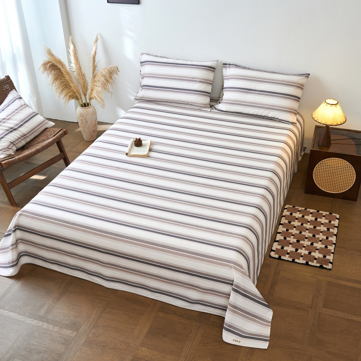 91家纺网 家纺一手货源 找家纺 春皖家纺 2026新款全棉老粗布席子凉席普通款单床单床单单件 星纬