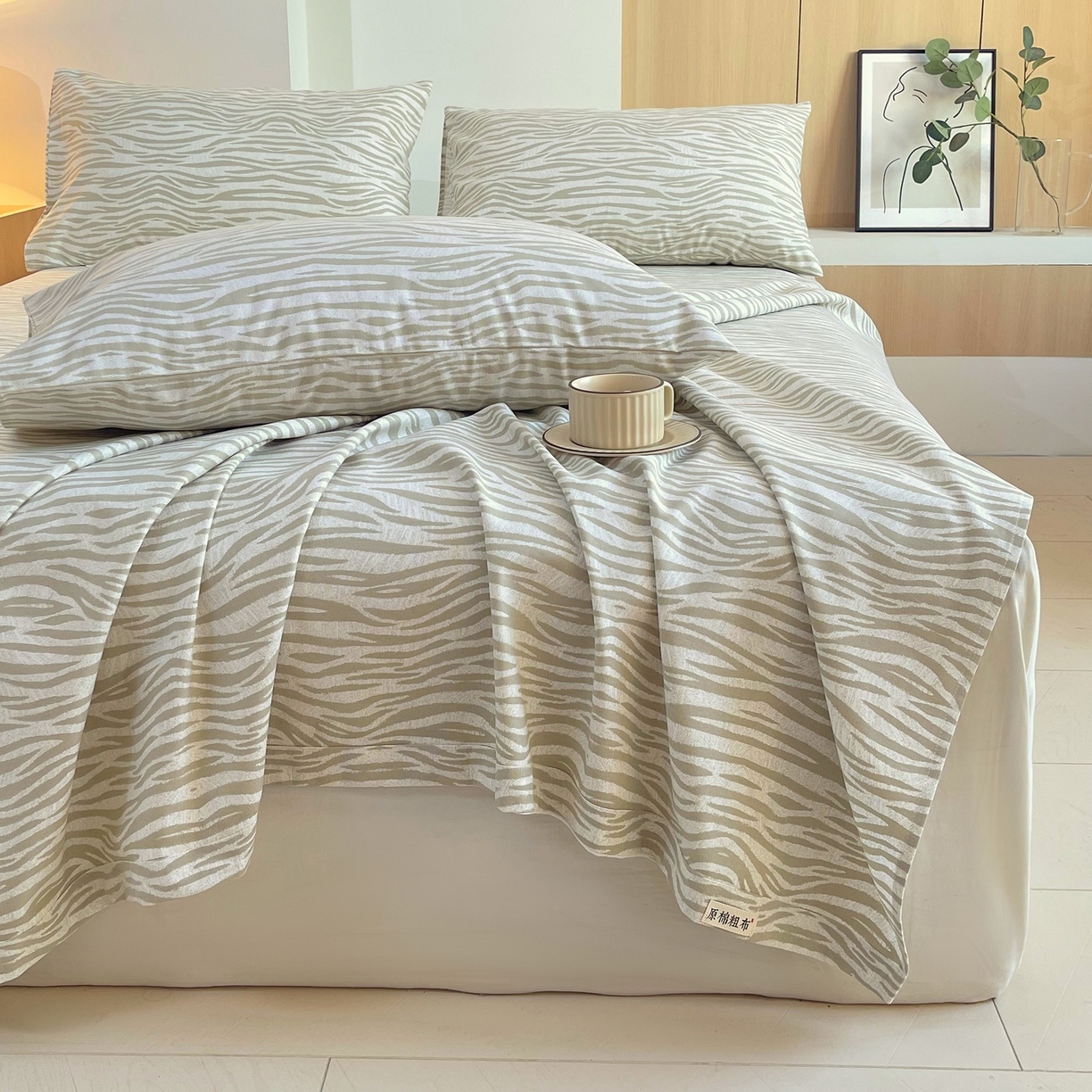 91家纺网 家纺一手货源 找家纺 春皖家纺 2026新款全棉老粗布席子凉席普通款单床单床单单件 星野纹-米