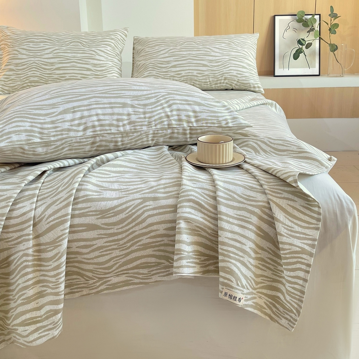 91家纺网 家纺一手货源 找家纺 春皖家纺 2026新款全棉老粗布席子凉席普通款单床单床单单件 星野纹-米