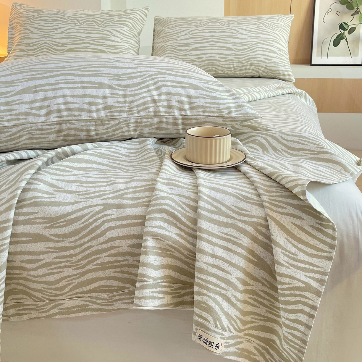 91家纺网 家纺一手货源 找家纺 春皖家纺 2026新款全棉老粗布席子凉席普通款单床单床单单件 星野纹-米