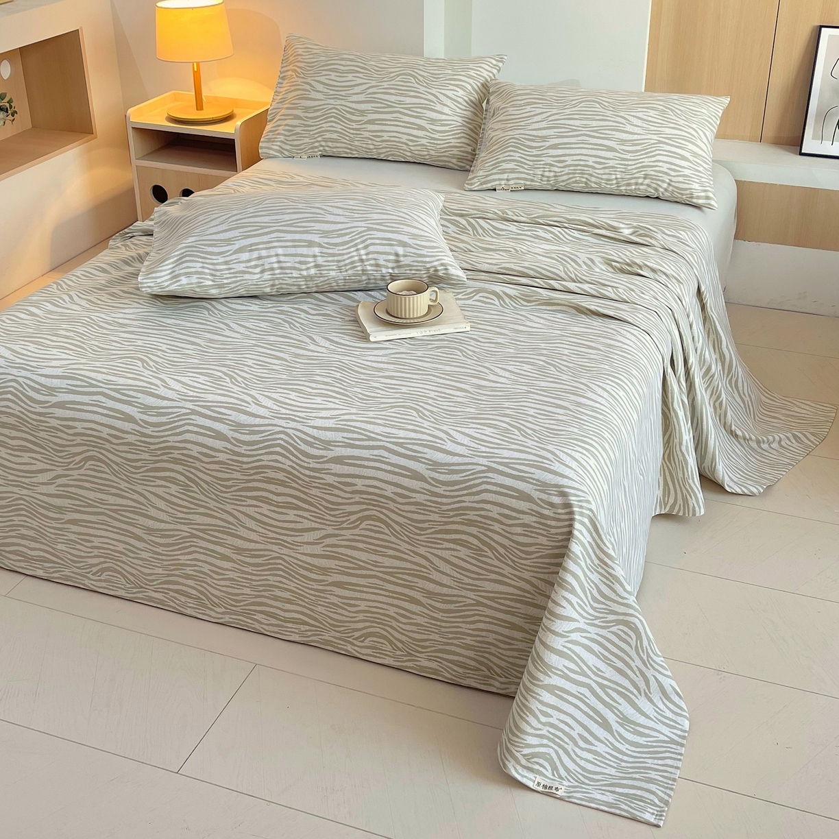 91家纺网 家纺一手货源 找家纺 春皖家纺 2026新款全棉老粗布席子凉席普通款单床单床单单件 星野纹-米