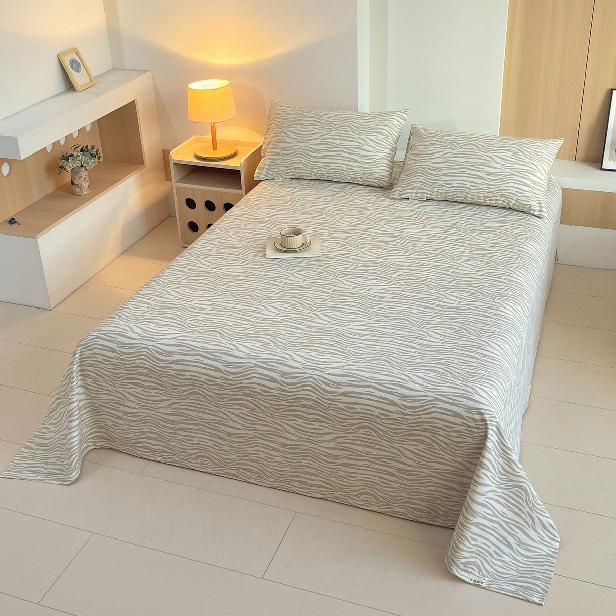 91家纺网 家纺一手货源 找家纺 春皖家纺 2026新款全棉老粗布席子凉席普通款单床单床单单件 星野纹-米