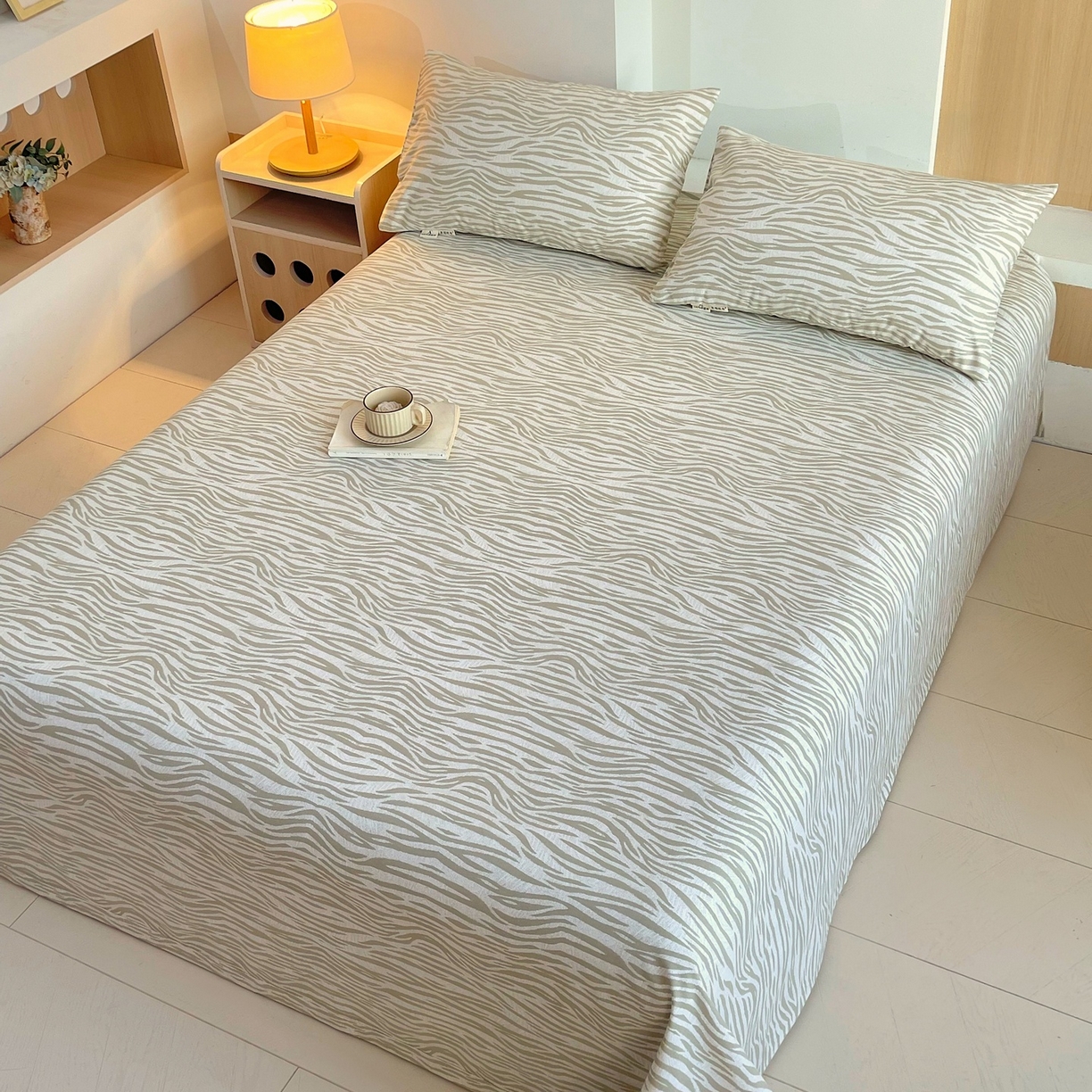 91家纺网 家纺一手货源 找家纺 春皖家纺 2026新款全棉老粗布席子凉席普通款单床单床单单件 星野纹-米