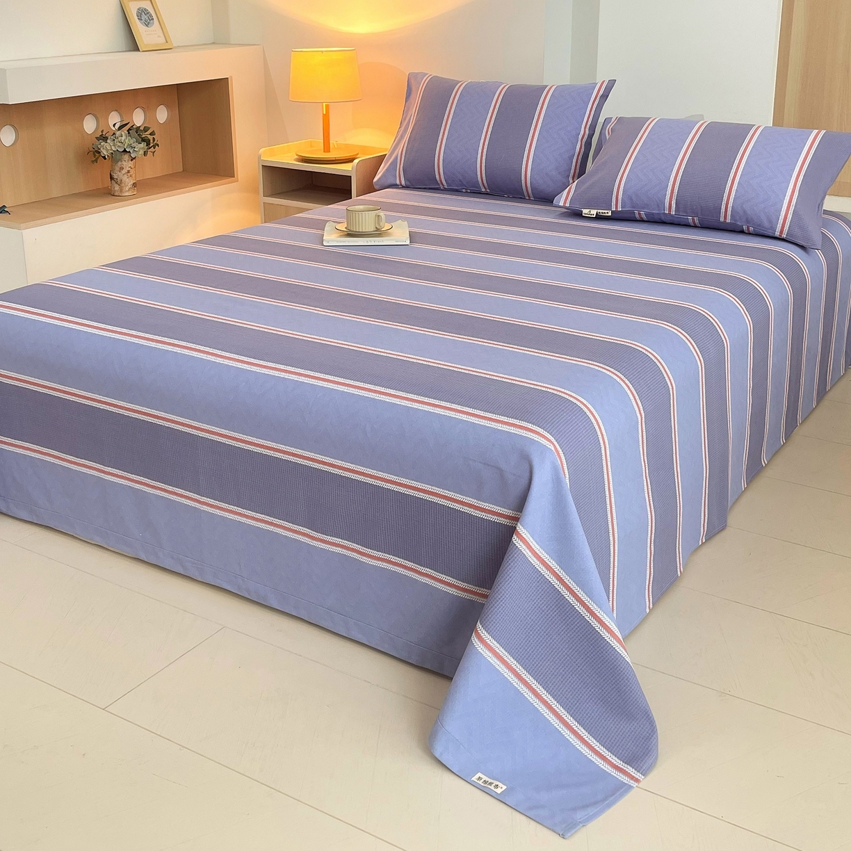 91家纺网 家纺一手货源 找家纺 春皖家纺 2026新款全棉老粗布席子凉席普通款单床单床单单件 雅致-紫