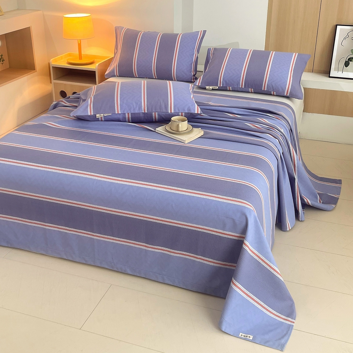 91家纺网 家纺一手货源 找家纺 春皖家纺 2026新款全棉老粗布席子凉席普通款单床单床单单件 雅致-紫