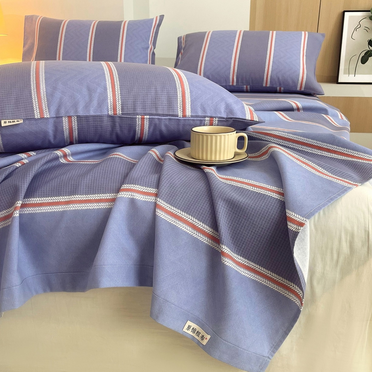 91家纺网 家纺一手货源 找家纺 春皖家纺 2026新款全棉老粗布席子凉席普通款单床单床单单件 雅致-紫