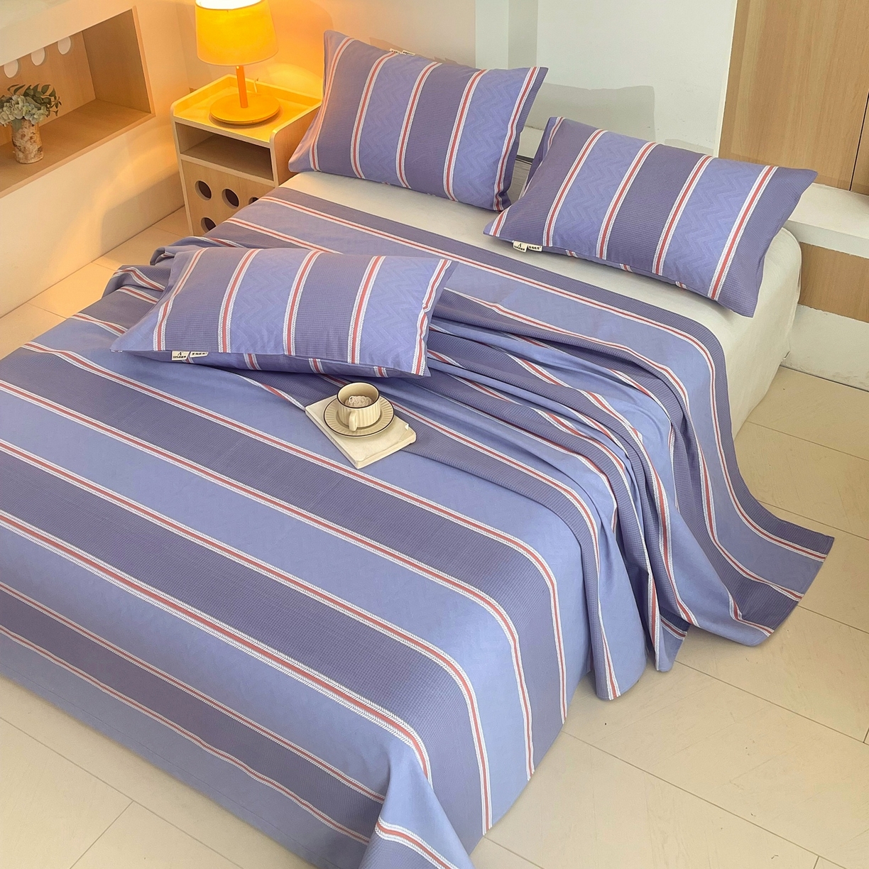 91家纺网 家纺一手货源 找家纺 春皖家纺 2026新款全棉老粗布席子凉席普通款单床单床单单件 雅致-紫