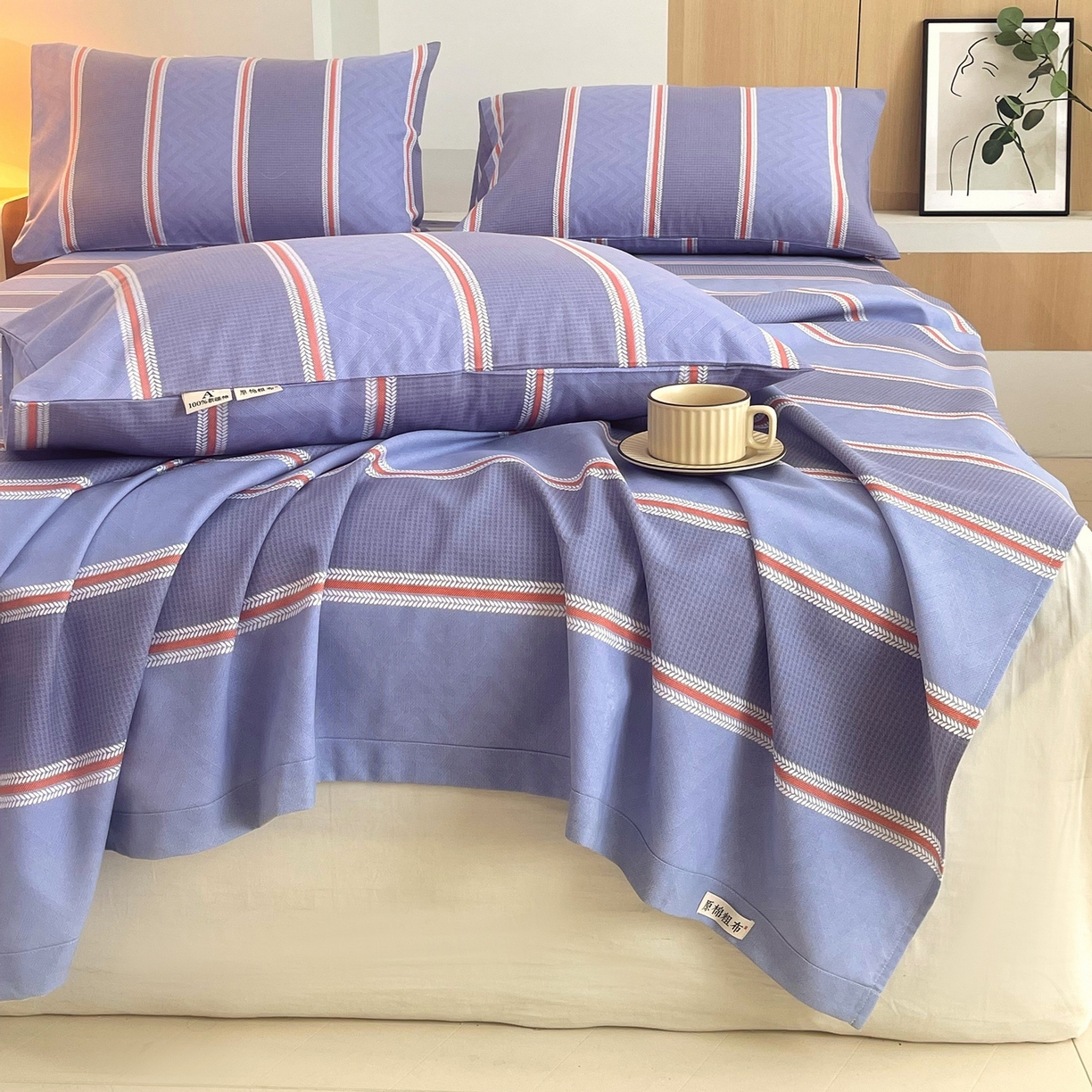 91家纺网 家纺一手货源 找家纺 春皖家纺 2026新款全棉老粗布席子凉席普通款单床单床单单件 雅致-紫