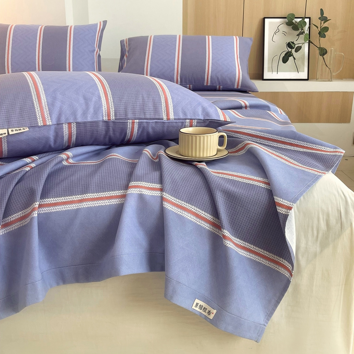 91家纺网 家纺一手货源 找家纺 春皖家纺 2026新款全棉老粗布席子凉席普通款单床单床单单件 雅致-紫