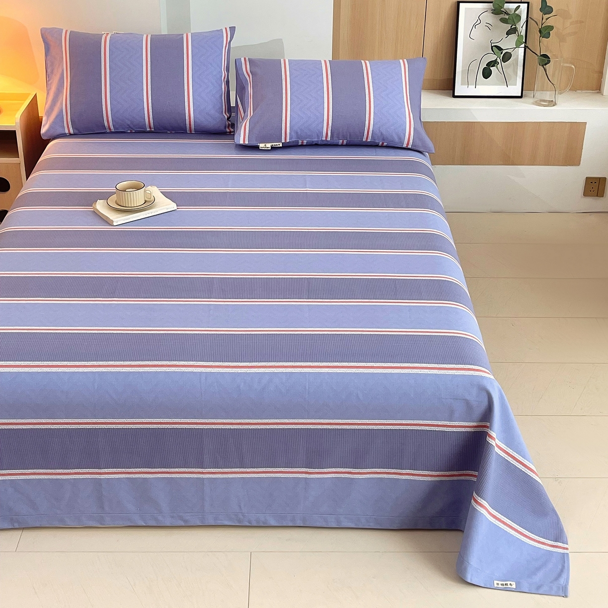 91家纺网 家纺一手货源 找家纺 春皖家纺 2026新款全棉老粗布席子凉席普通款单床单床单单件 雅致-紫