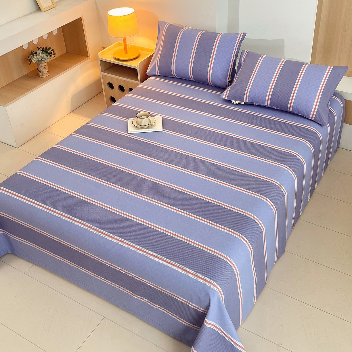 91家纺网 家纺一手货源 找家纺 春皖家纺 2026新款全棉老粗布席子凉席普通款单床单床单单件 雅致-紫