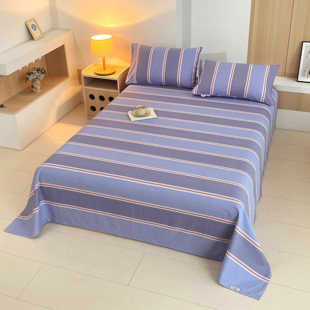 91家纺网 家纺一手货源 找家纺 春皖家纺 2026新款全棉老粗布席子凉席普通款单床单床单单件 雅致-紫