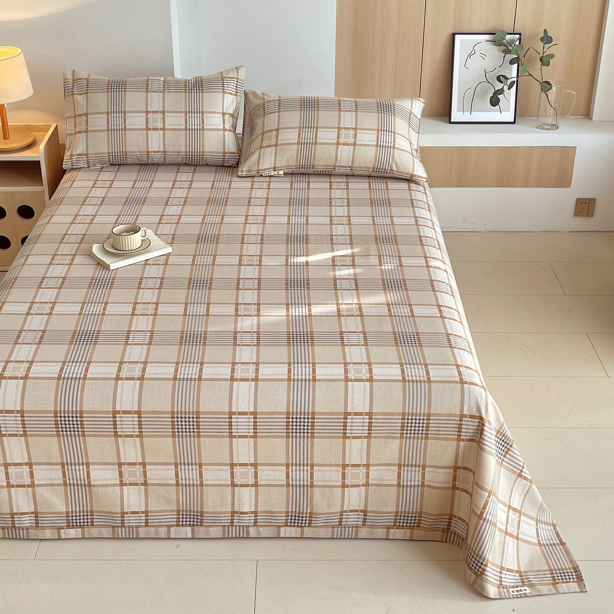 春皖家纺 2026新款全棉老粗布席子凉席普通款单床单床单单件 意境-咖