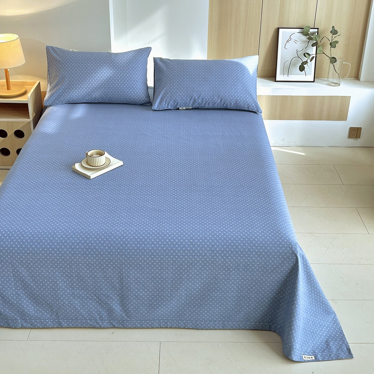 春皖家纺 2026新款全棉老粗布席子凉席普通款单床单床单单件 樱子蓝