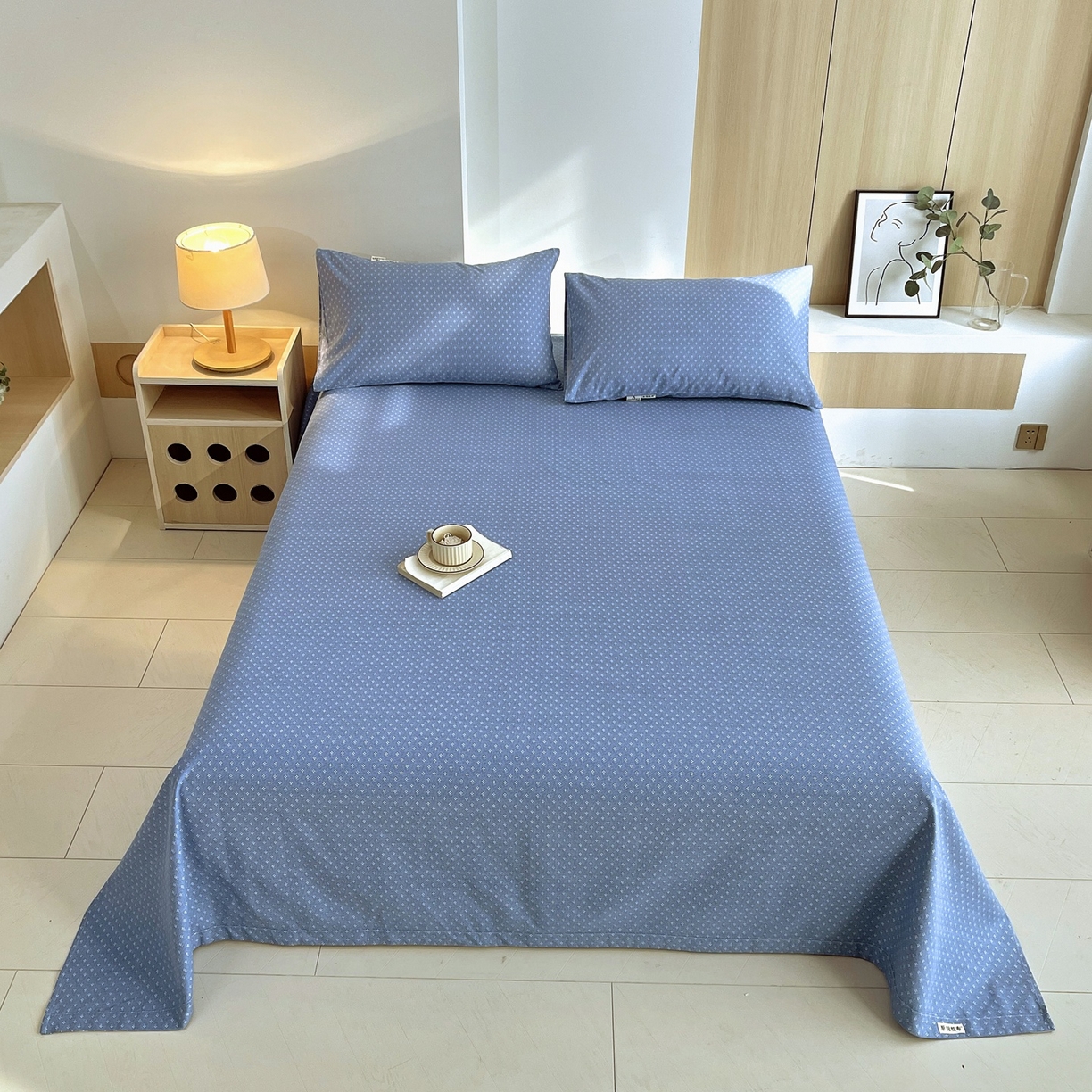 91家纺网 家纺一手货源 找家纺 春皖家纺 2026新款全棉老粗布席子凉席普通款单床单床单单件 樱子蓝