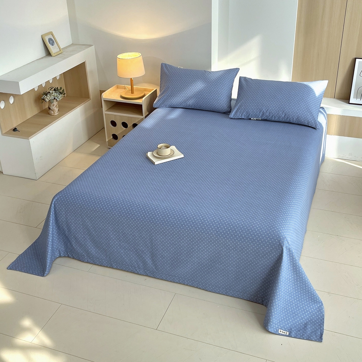 91家纺网 家纺一手货源 找家纺 春皖家纺 2026新款全棉老粗布席子凉席普通款单床单床单单件 樱子蓝