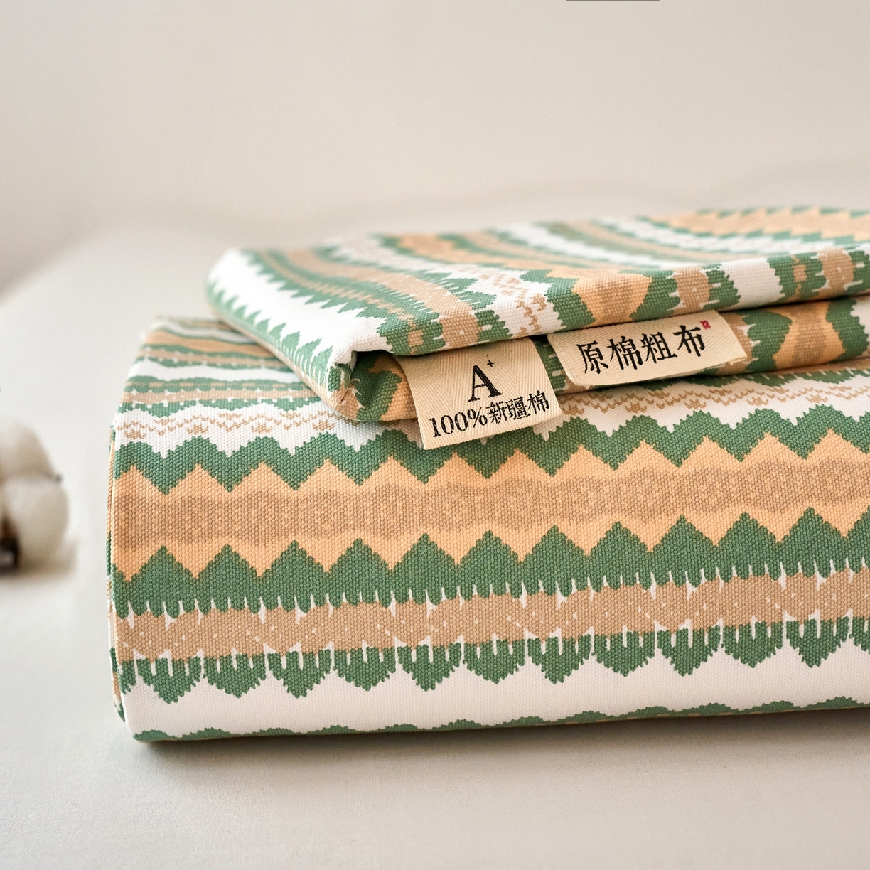 春皖家纺 2026新款全棉老粗布席子凉席普通款单床单床单单件 羽安-绿