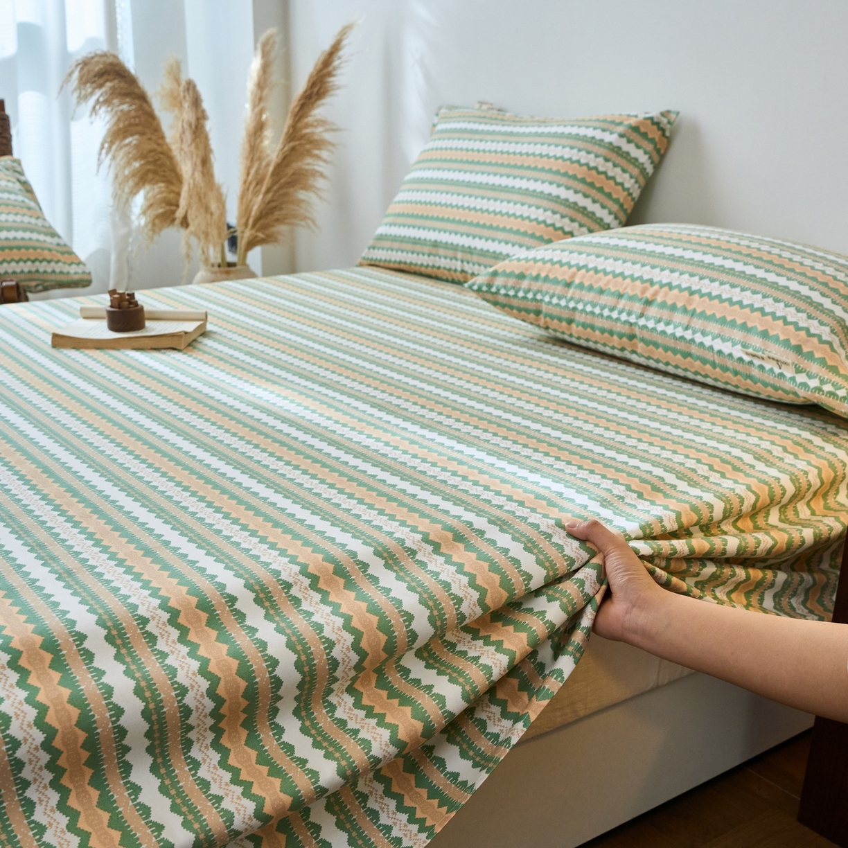 91家纺网 家纺一手货源 找家纺 春皖家纺 2026新款全棉老粗布席子凉席普通款单床单床单单件 羽安-绿