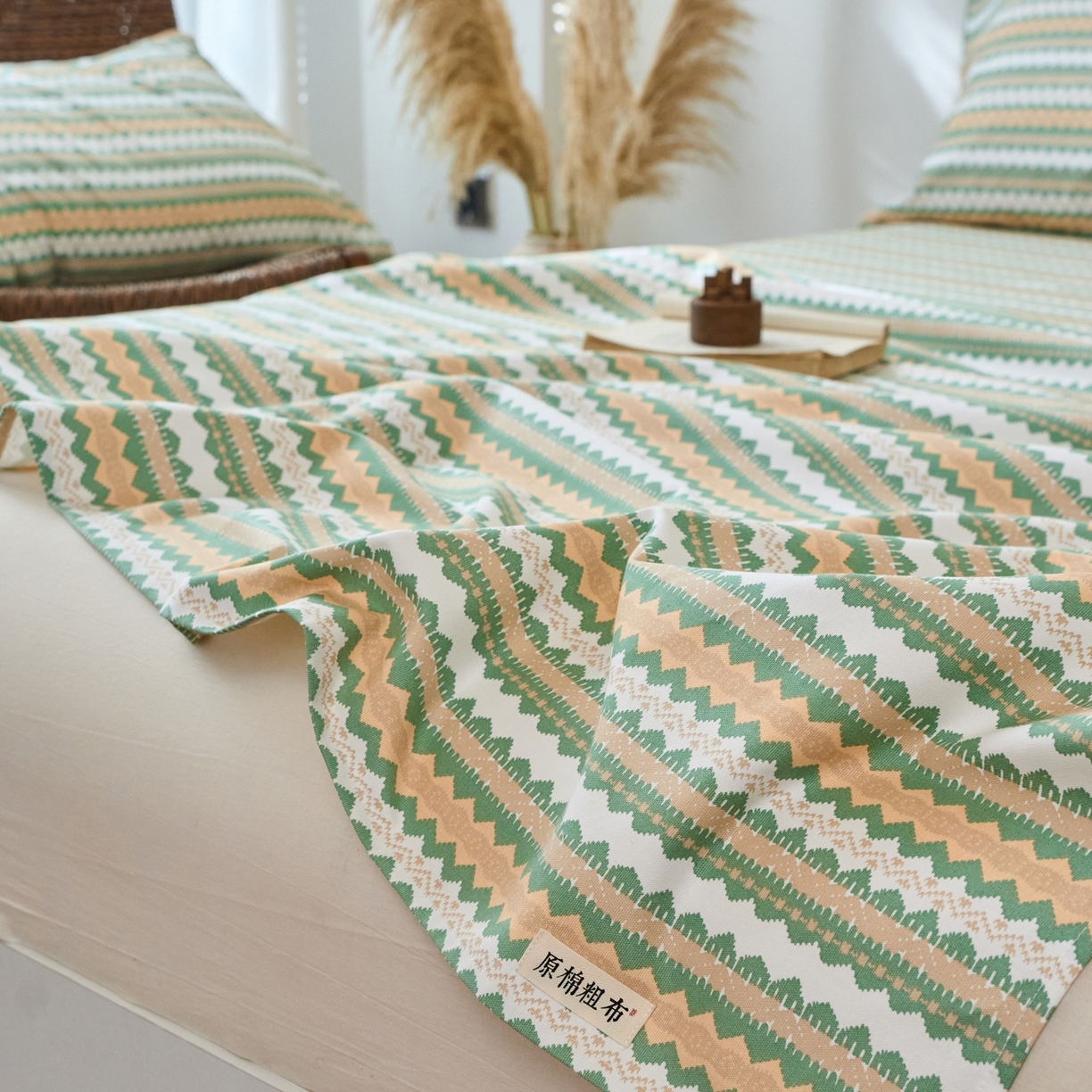 91家纺网 家纺一手货源 找家纺 春皖家纺 2026新款全棉老粗布席子凉席普通款单床单床单单件 羽安-绿