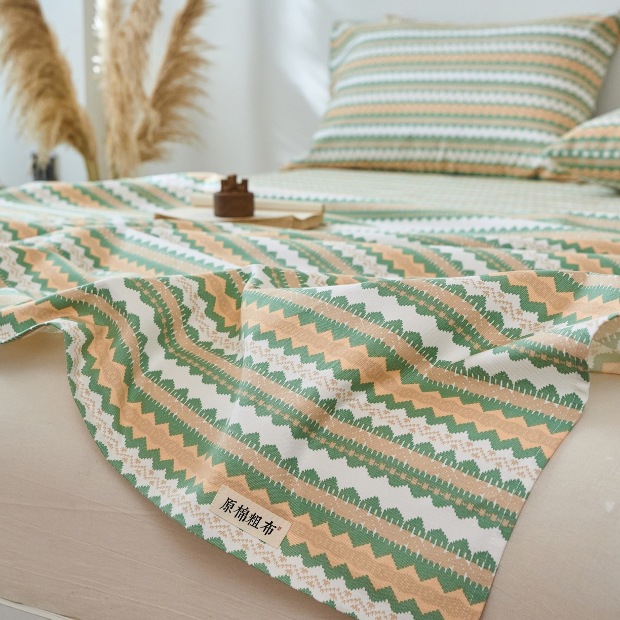 91家纺网 家纺一手货源 找家纺 春皖家纺 2026新款全棉老粗布席子凉席普通款单床单床单单件 羽安-绿