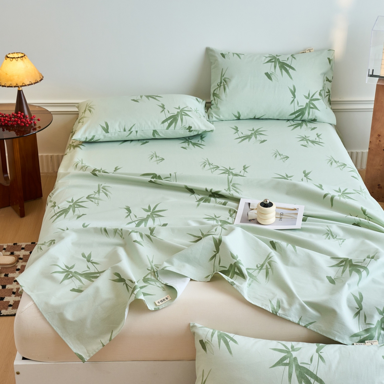 91家纺网 家纺一手货源 找家纺 春皖家纺 2026新款全棉老粗布席子凉席普通款单床单床单单件 竹影（无印款）