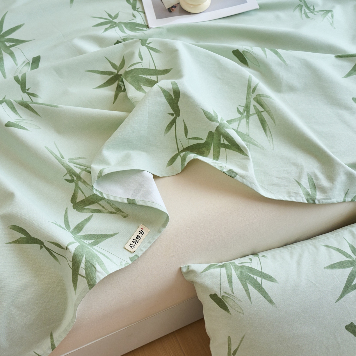 91家纺网 家纺一手货源 找家纺 春皖家纺 2026新款全棉老粗布席子凉席普通款单床单床单单件 竹影（无印款）