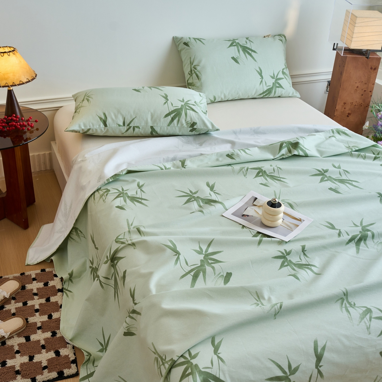 91家纺网 家纺一手货源 找家纺 春皖家纺 2026新款全棉老粗布席子凉席普通款单床单床单单件 竹影（无印款）