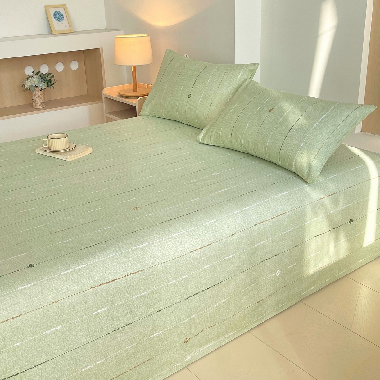 91家纺网 家纺一手货源 找家纺 春皖家纺 2026新款全棉老粗布席子凉席普通款单床单床单单件 自然-绿